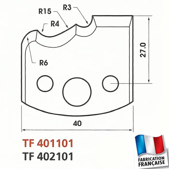 Jeu de 2 fers profil/contre-profil Ht 40 mm ép. 4 mm