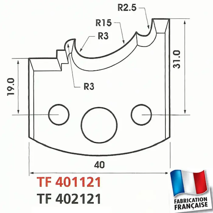 Contre-fers profilés HT 40 mm ép. 4 mm (jeu de 2)