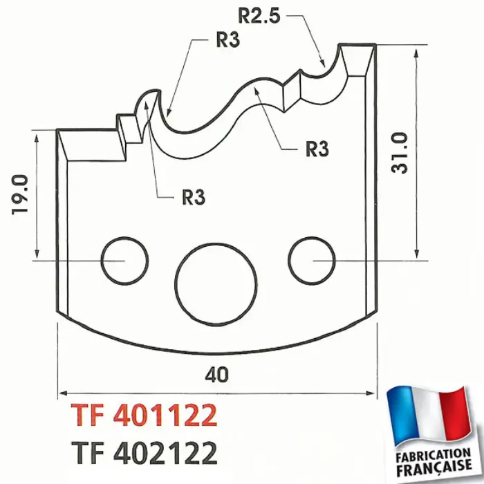 Contre-fers profilés HT 40 mm ép. 4 mm (jeu de 2)