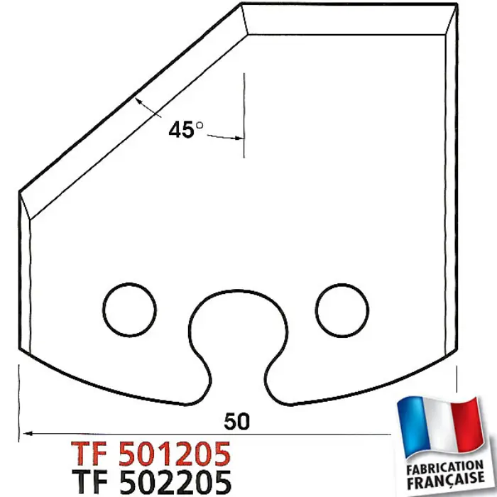 Fers profilés chanfrein 45° H 50 mm