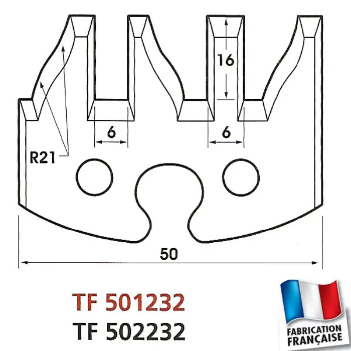 Fers profilés HT 50 mm n°232 profil/contre-profil (jeu de 2)