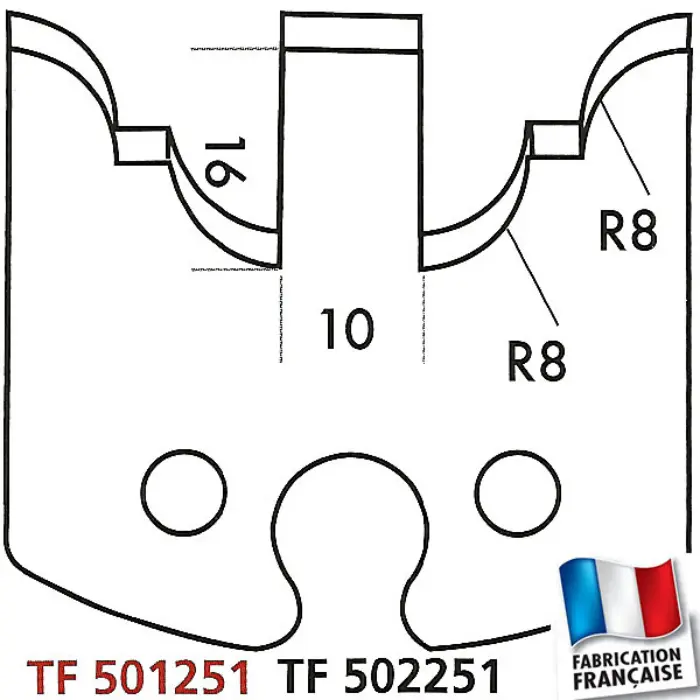 Fers de toupie profilés HT 50 mm n°251 Profil double parement