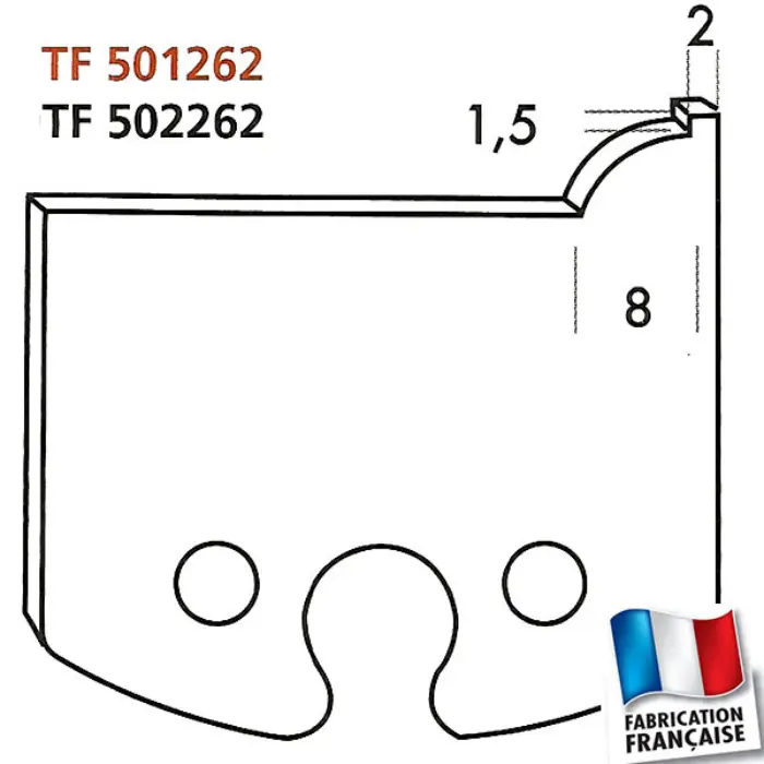 Fers de toupie profilés HT 50 mm n°262 congé R8