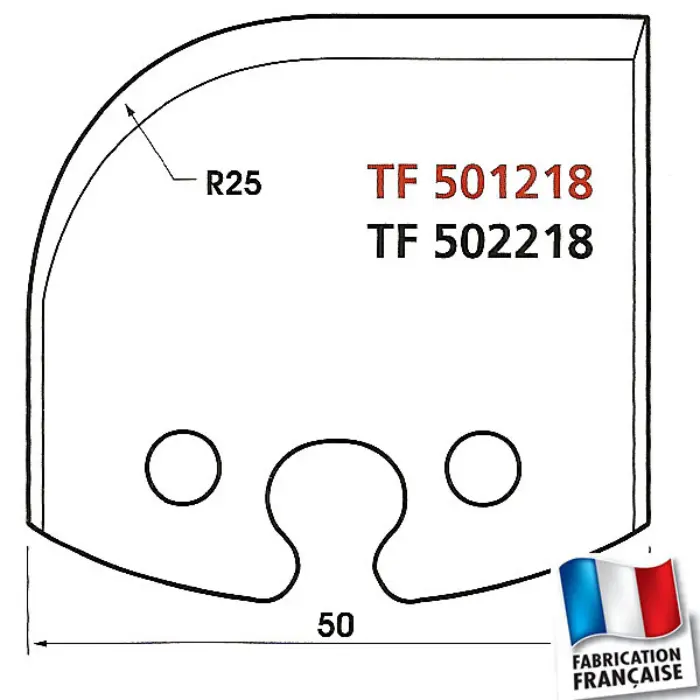 Contre-fers profilés Rayon 25 mm HT 50 mm