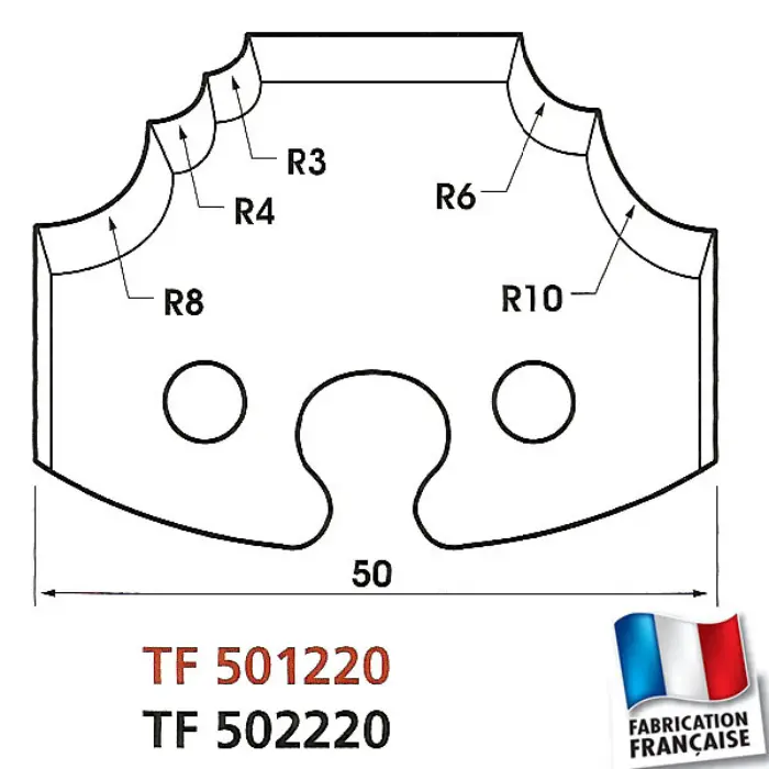 Contre-fers profilés Multi quart de rond HT 50 mm