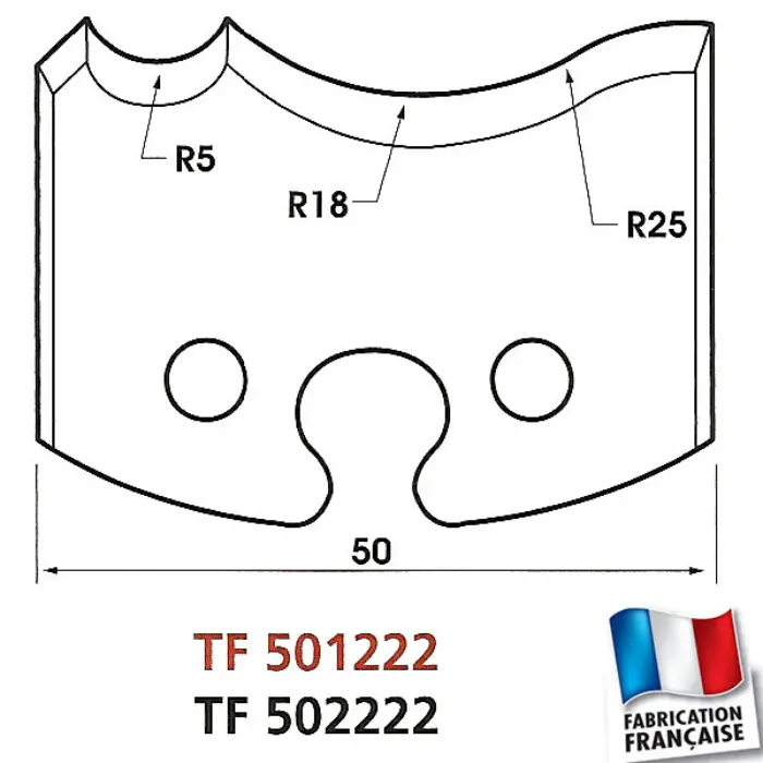 Contre-fers profilés Grain d'orge et moulure HT 50 mm