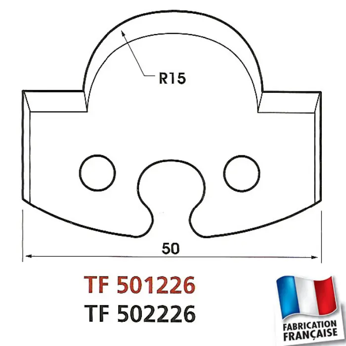 Contre-fers de toupie profil Gueule de loup R15 HT50