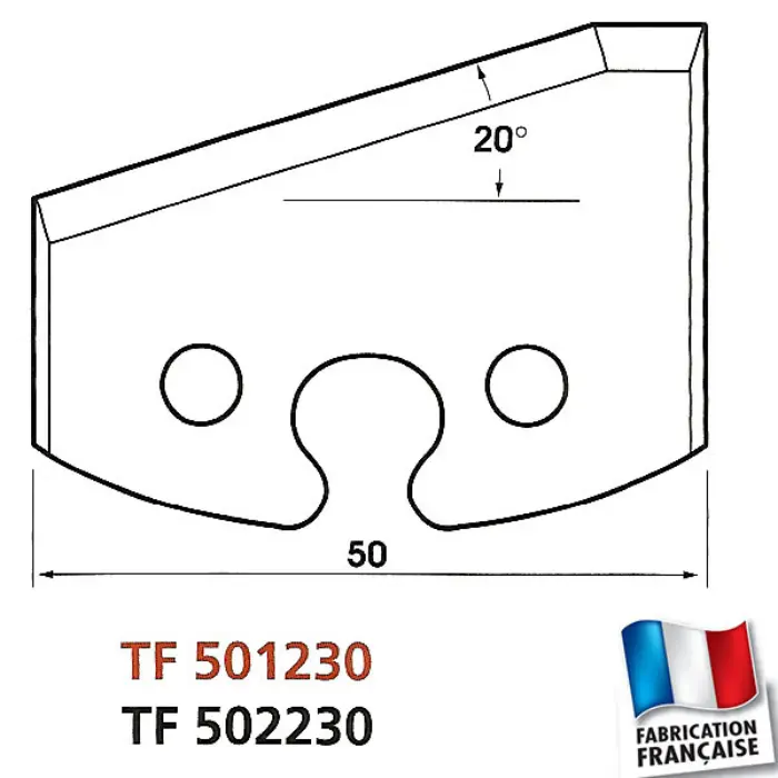 Contre-fers de toupie profil Chanfrein 20° HT50 N°230