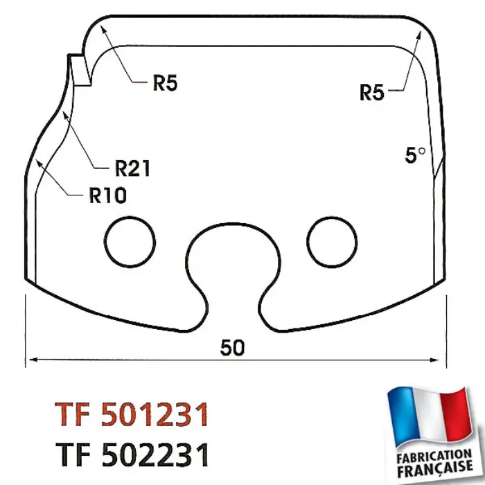 Contre-fers de toupie profilés HT50