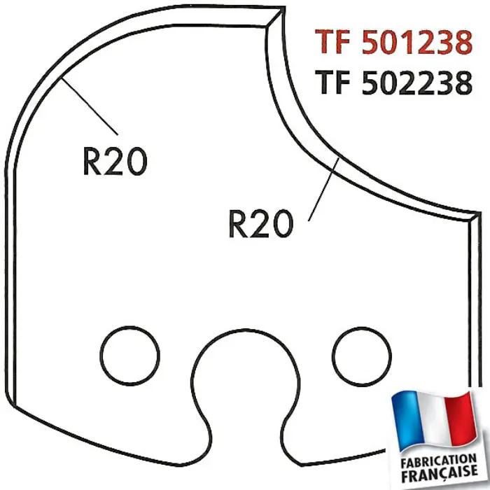 Contre-fers profilés HT 50 mm, congé et quart de rond R20