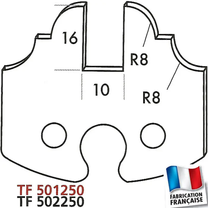 Jeu de 2 contre-fers profilés HT 50 mm