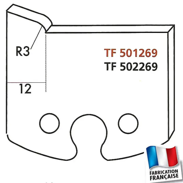 Contre-fers toupie Moulure pente HT 50 mm