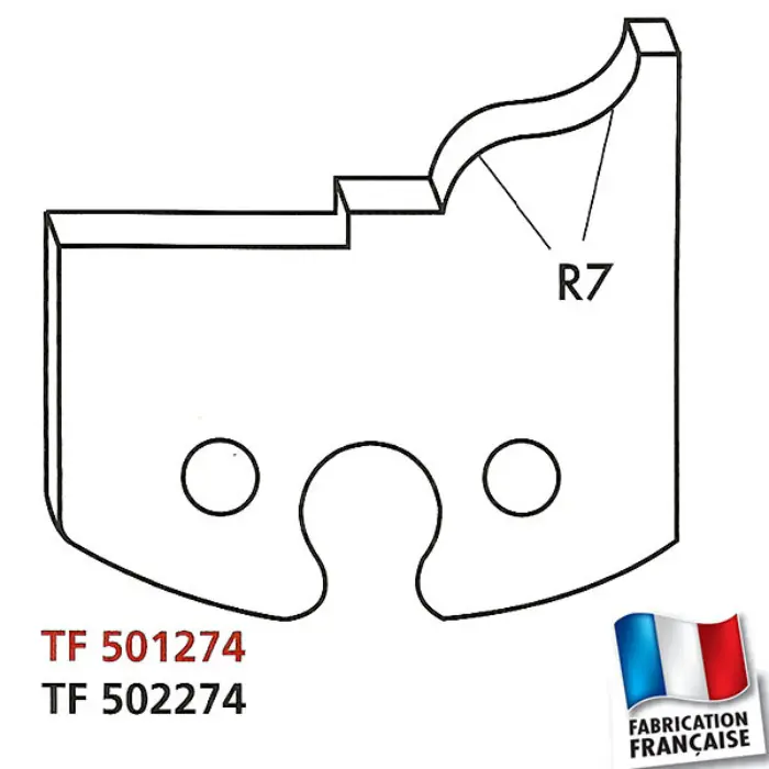 Contre-fers toupie Doucine R7 mm HT 50 mm