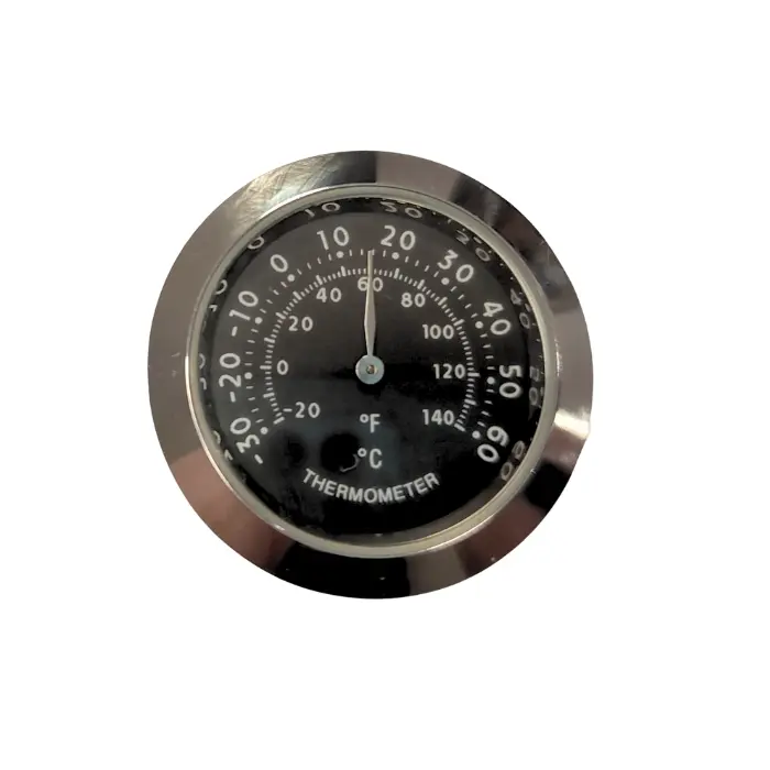 Thermomètre à encastrer Ø37 mm fond noir · chromé