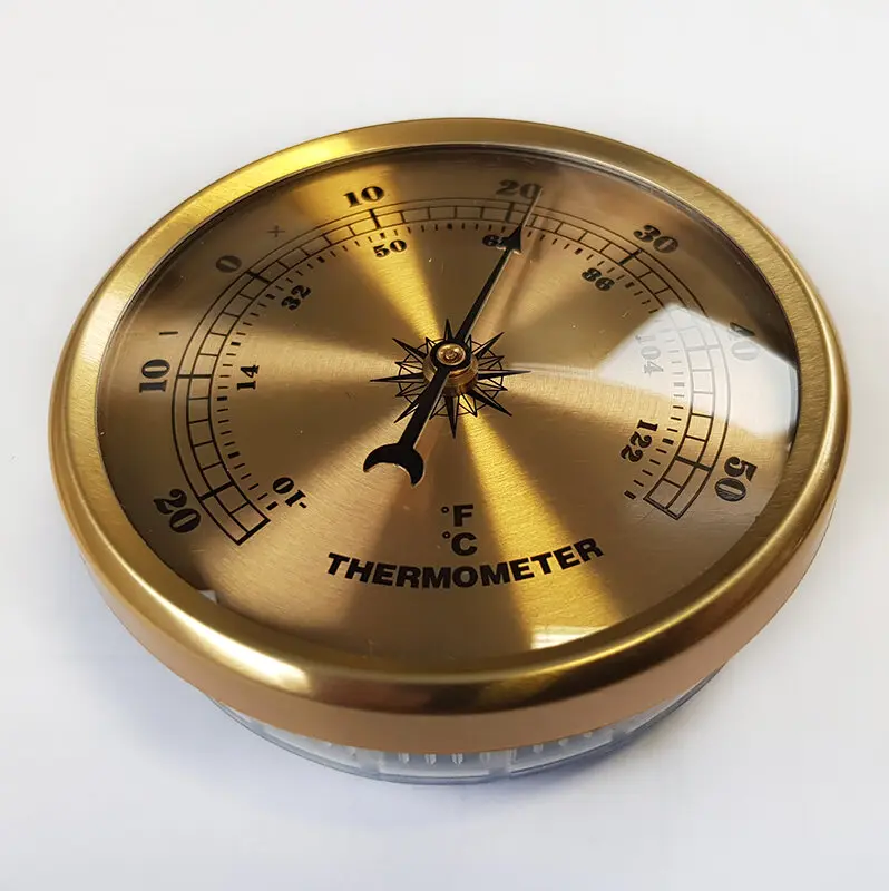 Thermomètre à encastrer Ø70 mm doré