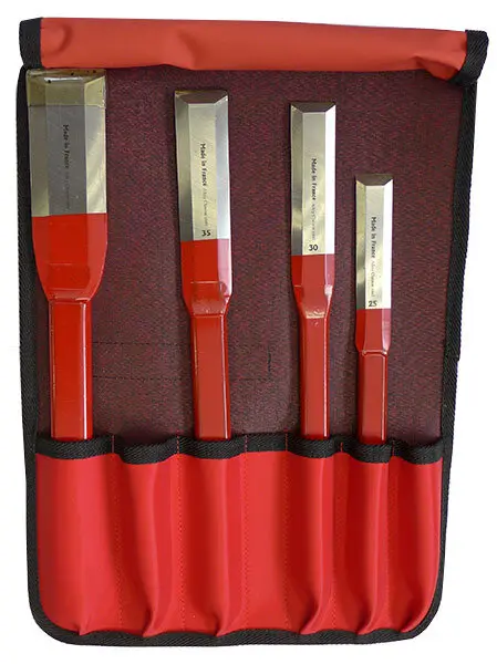 Trousse cuir 4 ébauchoirs de charpentier 25-50 mm