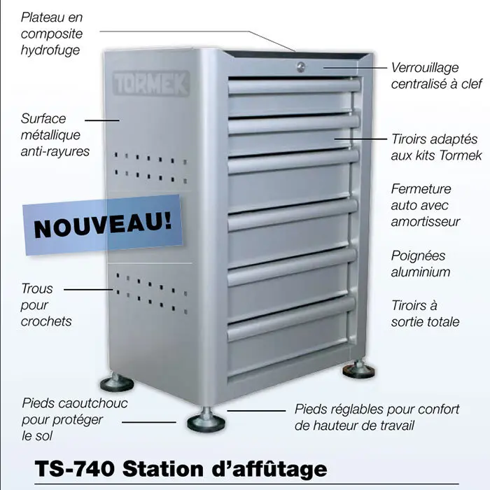 Station d'affûtage sur roulettes hauteur réglable - TS-740