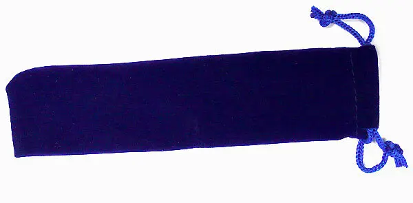 Pochette velours suédine bleue à lien coulissant